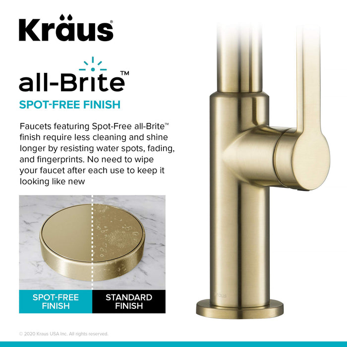 Kraus KPF-2820SFACB Oletto Single Handle Pull-Down Kitchen Faucet, 17 Inch, Antique Champagne Bronze
