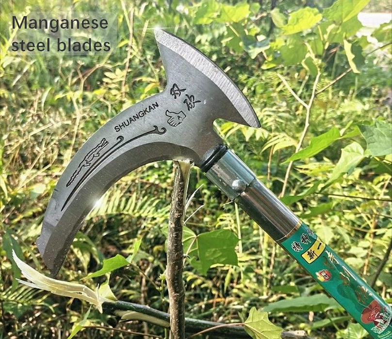 CAIILIN Weeding Scythe Agricultural Weeding Tools Gardening Multipurpose Manual weeders Manganese Steel Blade 20 inches Stainless Steel Handle Outdoor Mowing Dual-Use Sickle Tool