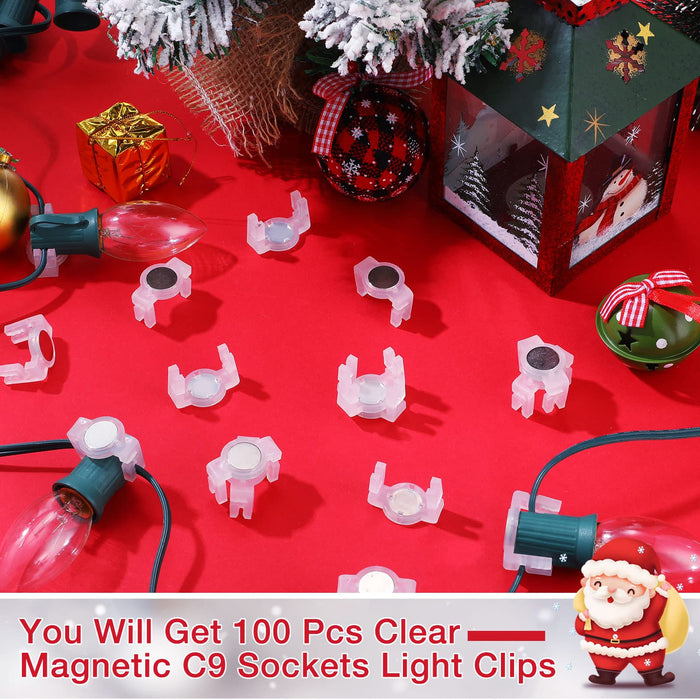 Macarrie 100 Pcs Magnetic Sockets Light Clips Christmas Light