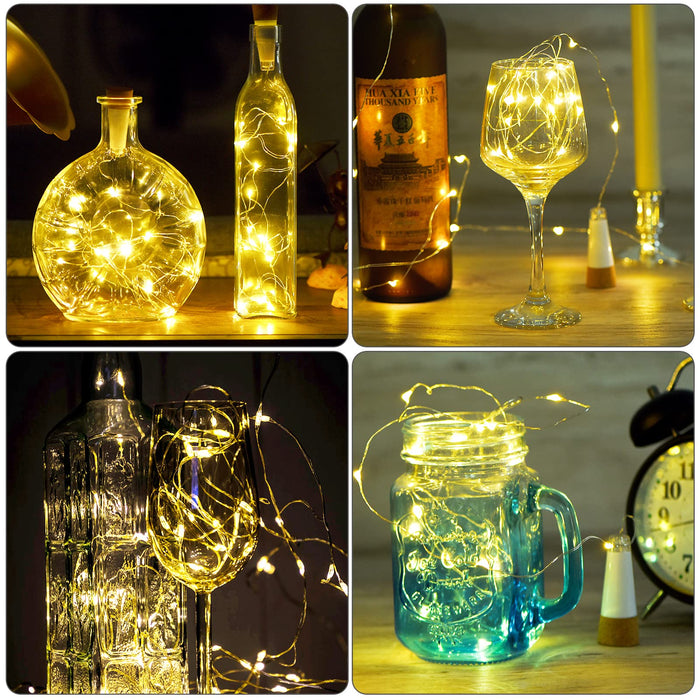 Godinsky Wine Bottle Cork Lights Rechargeable, USB Powered Fairy String Lights 78inch 20 LED Copper Wire Waterproof for DIY Party Home Decor Christmas Wedding (Warm 4 Pack )