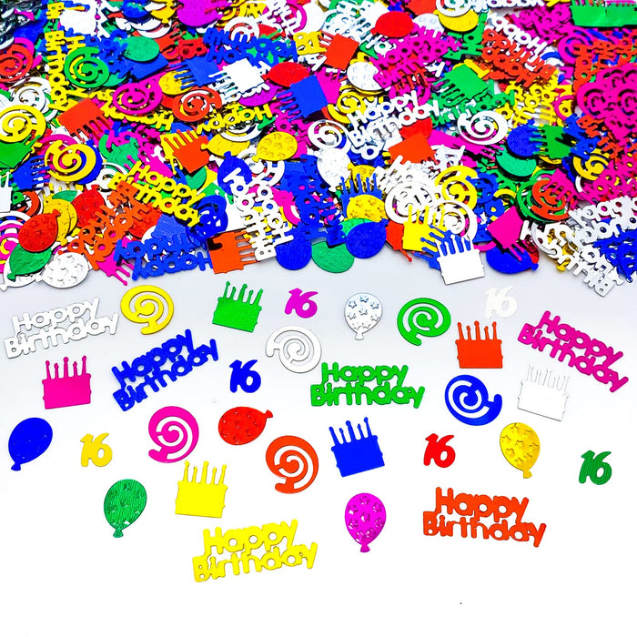 1100Pcs 16 Birthday Confetti,Multi-Color Foil Confetti for Birthday Party Decorations,Metallic Glitter Table Confetti Sprinkles