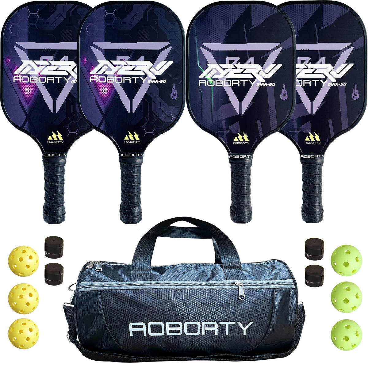 AOZINTL Pickleball Paddles Set of 4, Graphite Face Pickleball Paddles with  Honeycomb Core and Premium Comfort Grip, Equipment with 6 Balls,  Pickle-Ball Racquet with1 Portable Bag for Men and Women