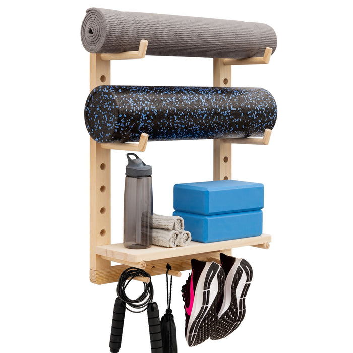 Yoga Mat Holder Wall Mount Home Gym Storage Rak Fully Adjustable