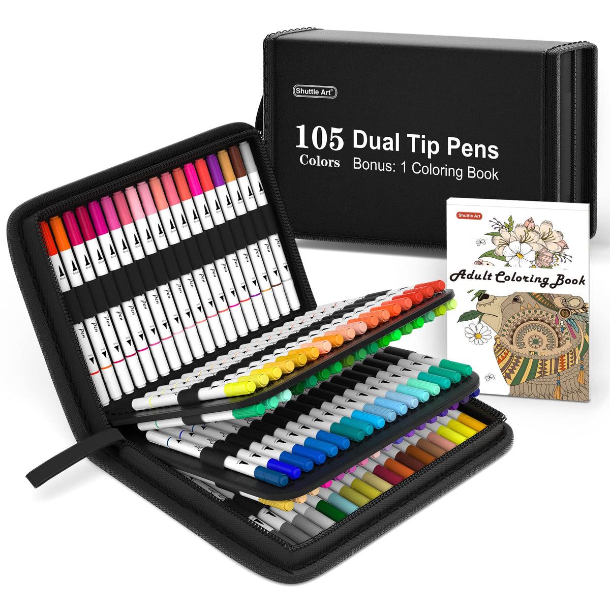 120 Colors [Dual] [Tip] Fineliner [Brush] Art [Marker] Pens Set with 1  Coloring Book, Perfect for Kids Adult Artist Calligraphy Hand Lettering  Journal Doodling Writing.