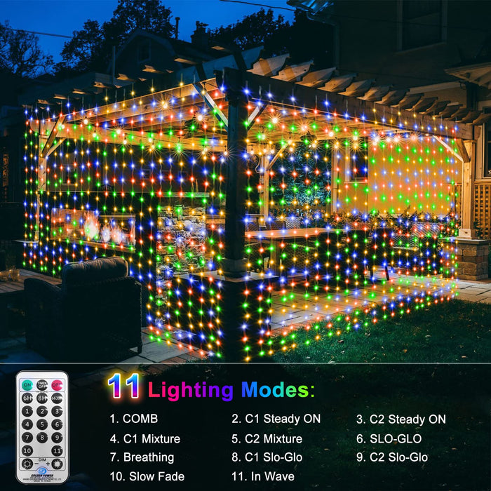 Unique Curtain Lights 600 Led Dual Color Changing Curtain Lights 20Ft X 10 Ft With Remote Connectable Outdoor Curtain Lights