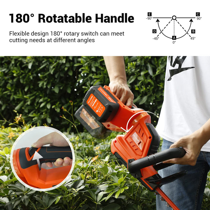 SuperHandy Hedge Trimmer 17-Inch Cordless Electric 20V 2Ah Lightweight Lawn  and Garden Landscaping