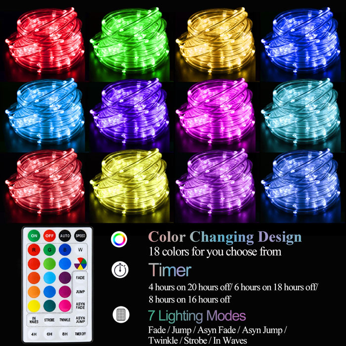 Color Changing Rope Lights For Outside, 33Ft 100 Led Rope Lights Outdo —  CHIMIYA