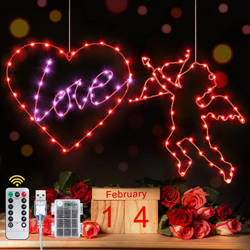  Lighted Valentines Day Window Decoration, 3 Pack Love