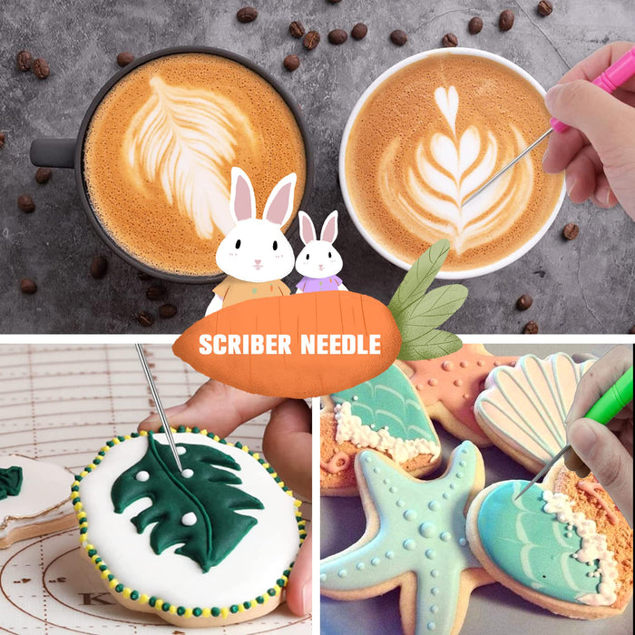 Easter Cookie Decorating Supplies Kit,with 14pcs Easter Cookie Cutter,Silicone Mold,Carrot Transparent Cone Cello Bags
