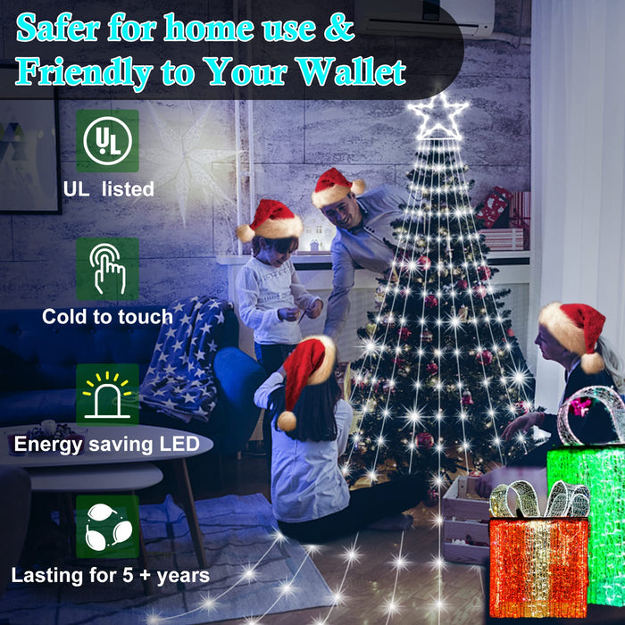 With Remote Control Christmas Tree Lights, 9 Christmas Tree Waterfall  Lights, 8 Mode Waterproof Fairy Lights Indoor And Outdoor Christmas Tree  Decorat