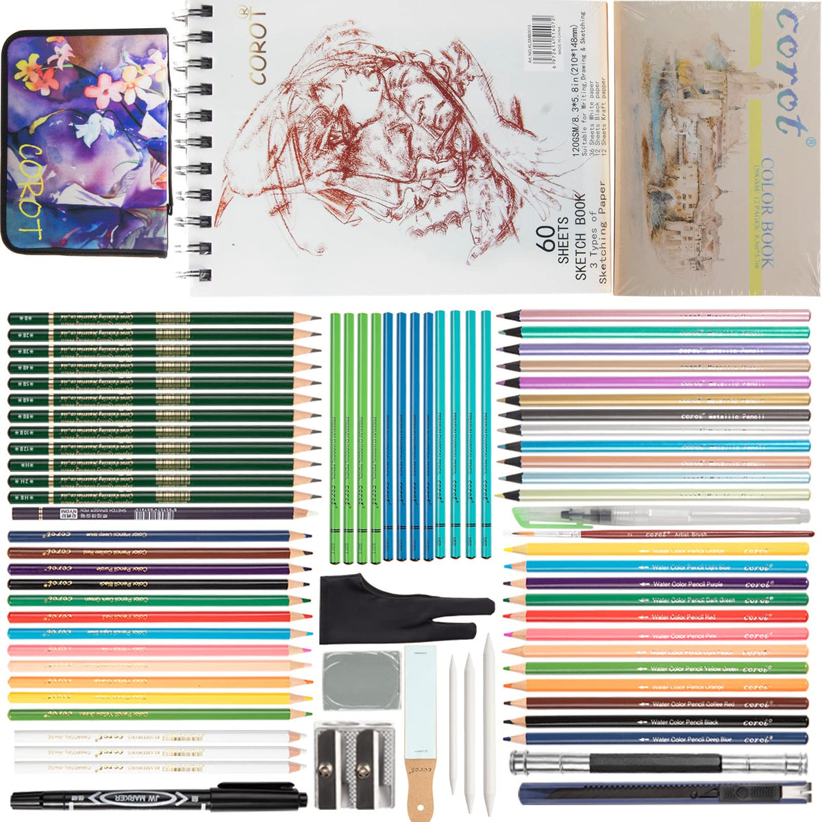 Art Supplies 80PCS Artist Kit Mixed Media Drawing Painting Art Set