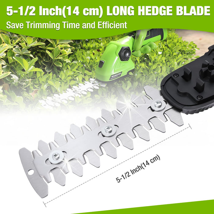 WORKPRO 2 in 1 Handheld 3.6V Electric Cordless Shrubbery Trimmer Hedge