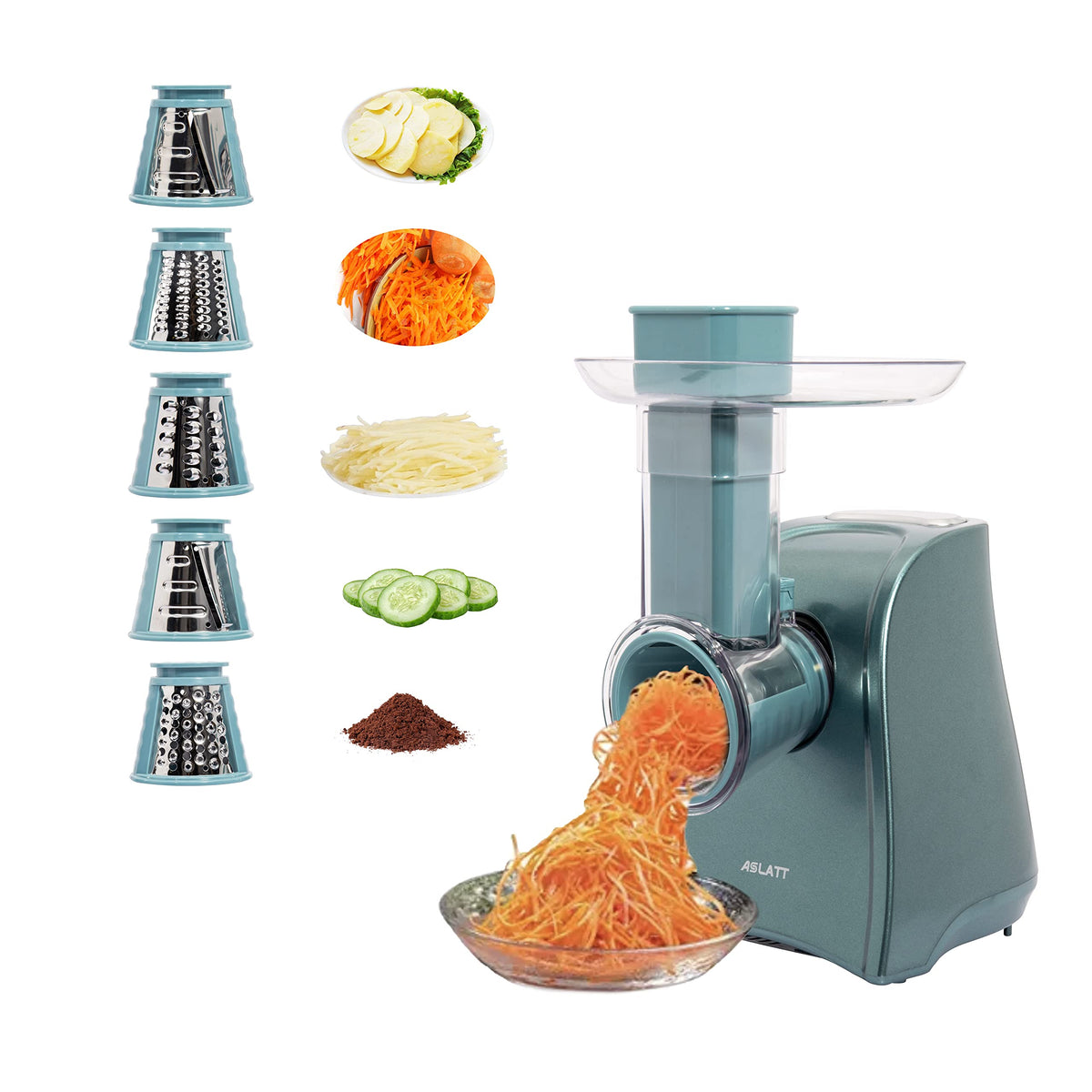 Electric Cheese Grater, 250W Electric Slicer Shredder Salad Maker with 5  Attachments for Home Kitchen Use, Electric Salad Machine Vegetable Cutter  for