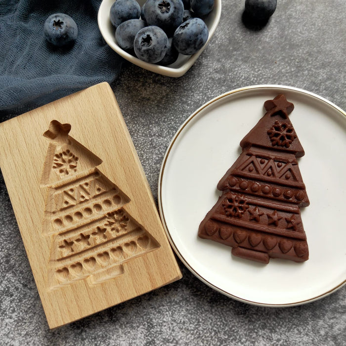 Carved Wooden Cookie Mold, Christmas Wood Patterned Cookie Cutter Embossing Mold, Gingerbread/ Santa/ Christmas Tree/ Snowman 3D