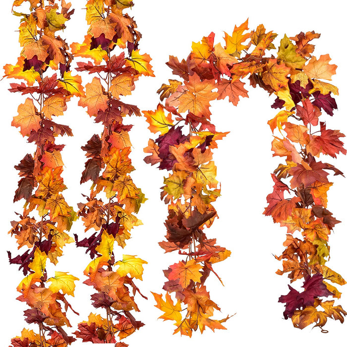 DearHouse 4 Pcs Fall Garland Maple Leaf, 5.9Ft/Piece Hanging Vine Garland Artificial Autumn Foliage Garland Thanksgiving Decor for Home Wedding Fireplace Party Christmas