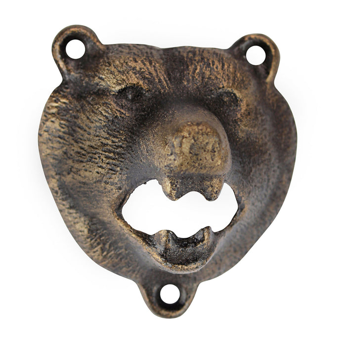 Design Toscano Grizzly Bear of The Woods Cast Iron Bottle Opener, 3 Inch, Aged Gold