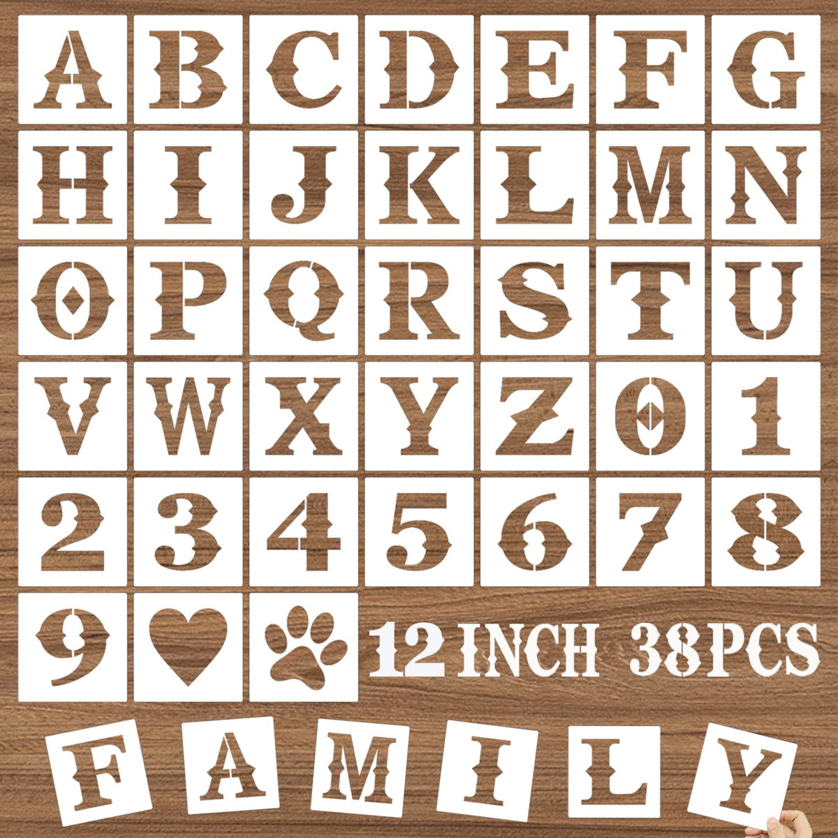 42pcs Reusable Washable Pp Letter And Number Stencils For Painting On Wood,  Scrapbooking, Fabric, Walls, Doors Etc