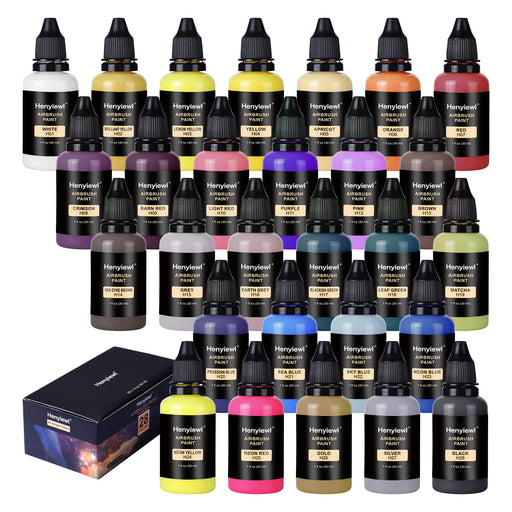 XDOVET Airbrush Paint, 12 Colors Airbrush Paint Set (30 ml/1 oz), Ready to  Spray, Opaque & Neon Colors, Water-Based, Premium Acrylic Airbrush Paint