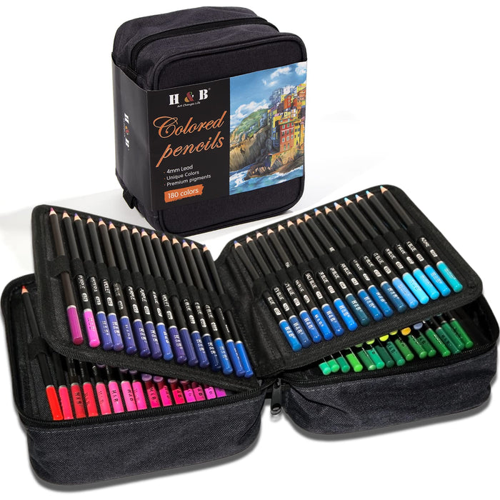 H & B 180 Colored Pencils Kit, Art Supplies For Adult Coloring,Oil