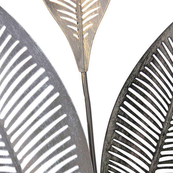 FirsTime  Co. Silver Metallic Leaves Wall Decor 2Piece Set for Living —  CHIMIYA