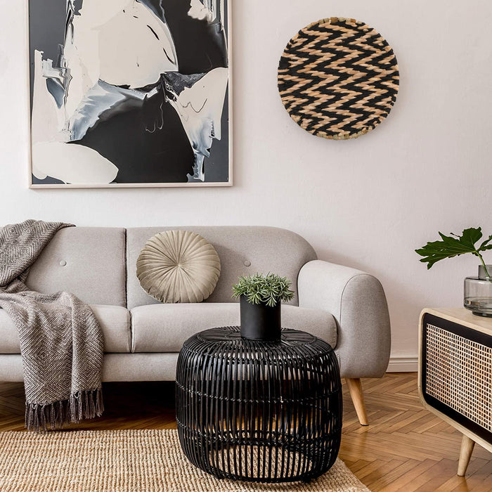 Eabern Wall Hanging Basket Decor,Set of 6 Round Handmade Wicker Woven Wall Baskets,Boho Wall Art Decor Great for Living Room