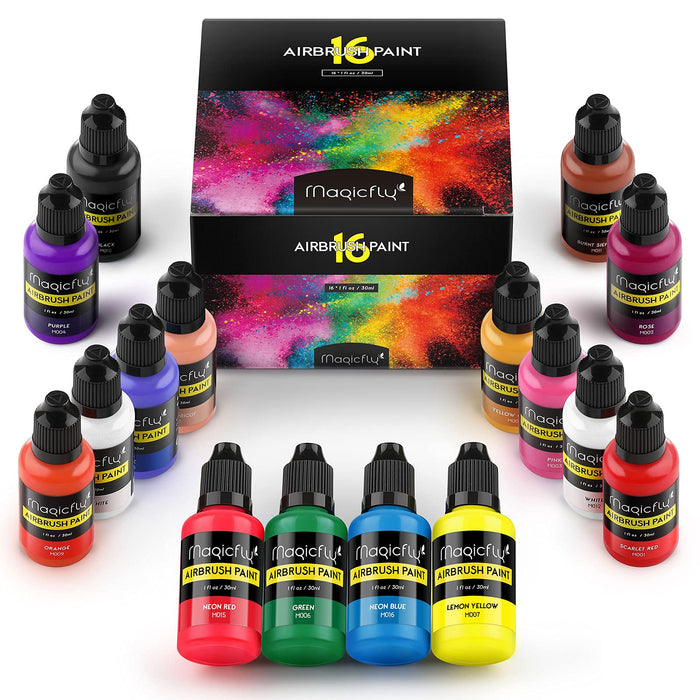 Magicfly Airbrush Paint, 16 Colors Acrylic Airbrush Paint Set (30