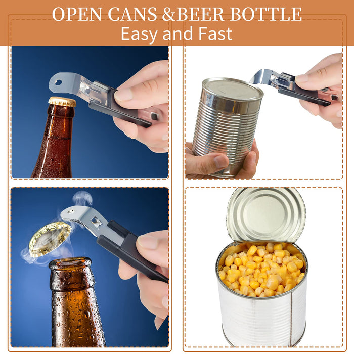 Wooden Handle Can Opener Stainless Steel Can Bottle Opener Practical Beer Can  Opener 