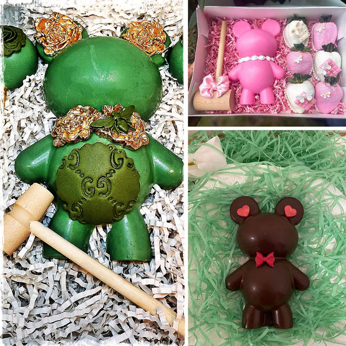 AIERSA Bear Chocolate Silicone Molds, 2Pcs 3D Teddy Bear Breakable