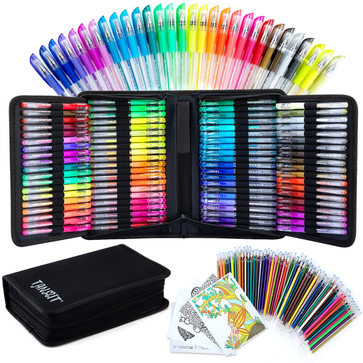 Glitter Gel Pens for Adult Coloring Books, 120 Pack-60 Glitter Pens, 60  Refills