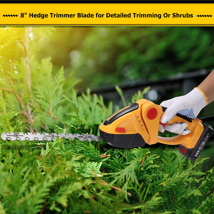 Cordless Grass Shears 2 in 1 Battery Powered Hedge Trimmer for Garden