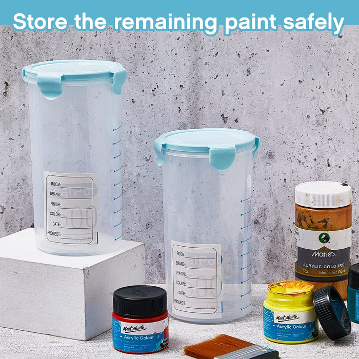 Suclain 4 Pcs Plastic Paint Containers with Lids 50 oz Paint