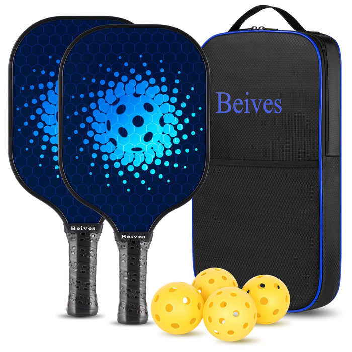 Beives Pickleball Paddles Graphite Pickleball Set Honeycomb Pickleball Rackets Equipment with 2 Pickleball Racquets, 4 Balls and a Portable Carry Bag