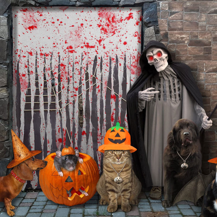 Bloody Halloween Decorations Halloween Doorway Curtain Halloween Party Decorations With Bloody Hand Prints Creepy Decor Scary