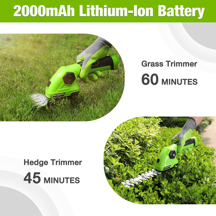 SHALL Cordless Grass Shear & Hedge Trimmer - 7.2V Electric Shrub Trimmer 2  in 1 Handheld Grass Trimmer Hedge Shears, Hedge Clippers Grass Cutter