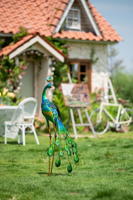 Garden Decor Outdoor Statues Metal Peacock DecorSculptures Set of 2 yard  home
