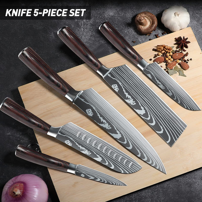 Five-piece Japanese Chef Stainless Steel Knife Set Super Sharp