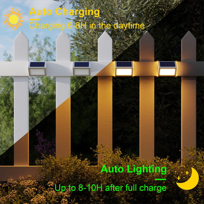 10 Pack Solar Lights - Solar Powered Waterproof Outside Lights, Fence Lights, Deck Lights, for Garden Backyard Patio Yard Stair Step Wall Railing Post LED Lamp Lighting (Color : Warm White)
