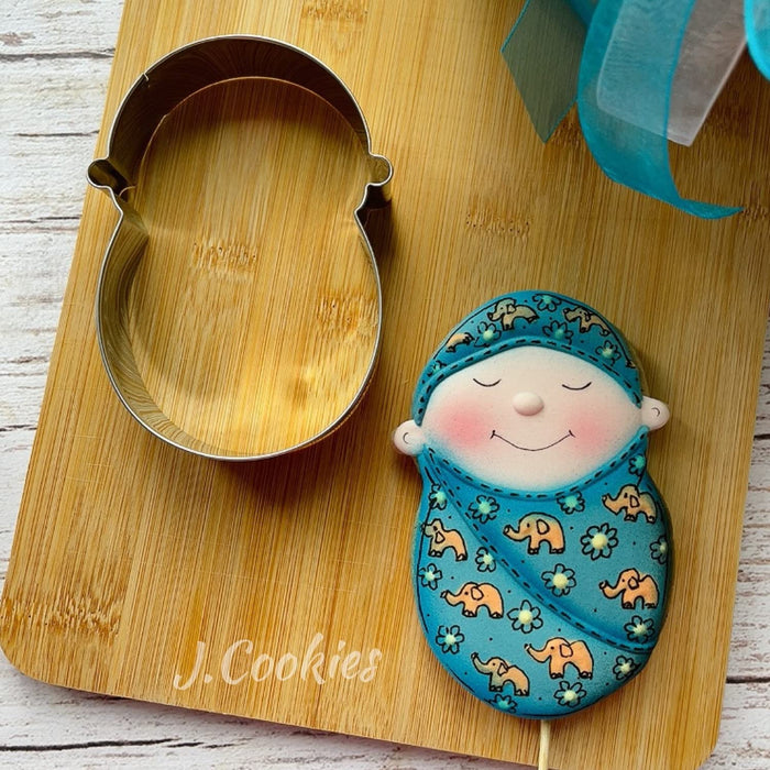 LILIAO Swaddled Baby Cookie Cutter for Baby Shower - 3.1 x 4.4 inches - Stainless Steel
