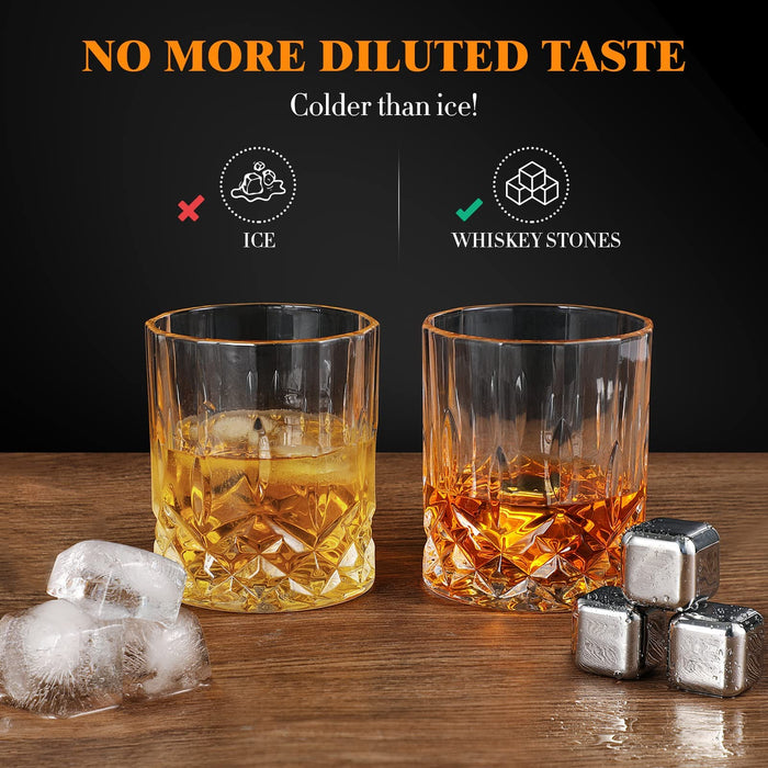 Whiskey Stones Gift Set, Birthday Gifts for Men Dad, Anniversary Gift for  Him Husband Boyfriend Grandpa Brother, Unique Bourbon Scotch Whiskey Glass