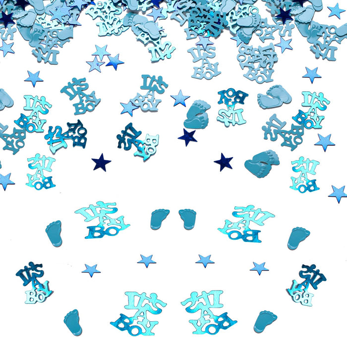It's a Boy Confetti Baby Shower Confetti 1.6 Oz Gender Reveal Party Confetti, Blue Baby Footprint Star Table Confetti Baby Shower Decorations for Boy, Baby Shower Confetti for Tables