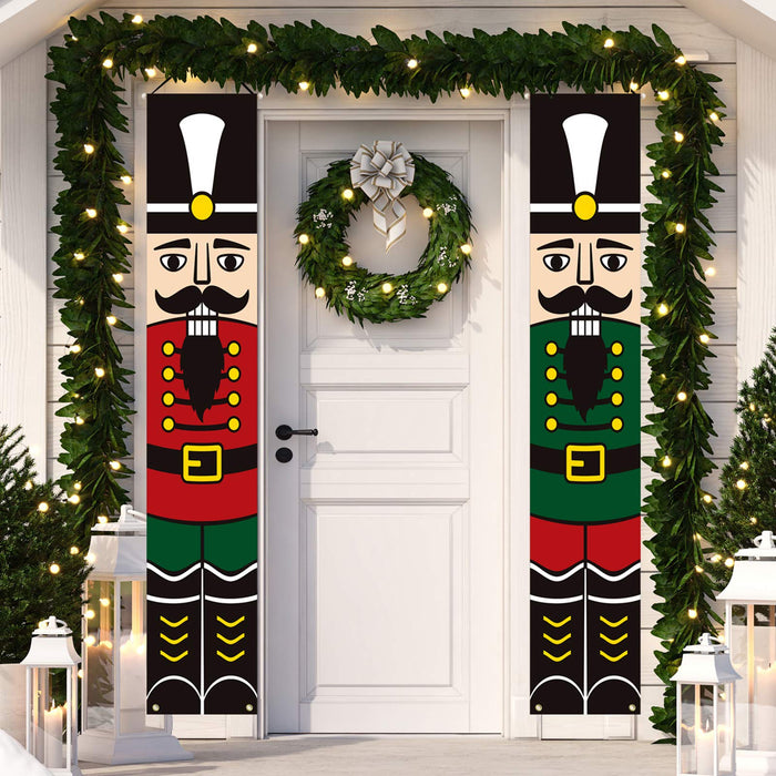 DAZONGE Nutcracker Christmas Decorations Outdoor | Nutcracker Soldier Vertical Christmas Signs | Vintage Christmas Porch Decorations | Nutcracker Banners