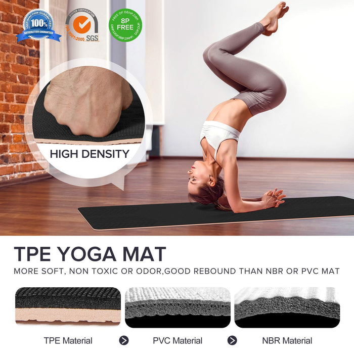 Yoga Mat Double-Sided Non Slip, 72'' x 32'' x 7mm - Extra Wide & Thick Yoga  Mat