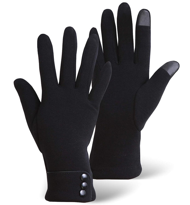 Womens Winter Touch Screen Gloves - Warm & Lightweight Touchscreen Glove Liners for Texting, Driving & Social Media Browsing - Ladies Cold Weather Black Thermal Hand Gloves for The Tech Savvy & Chic
