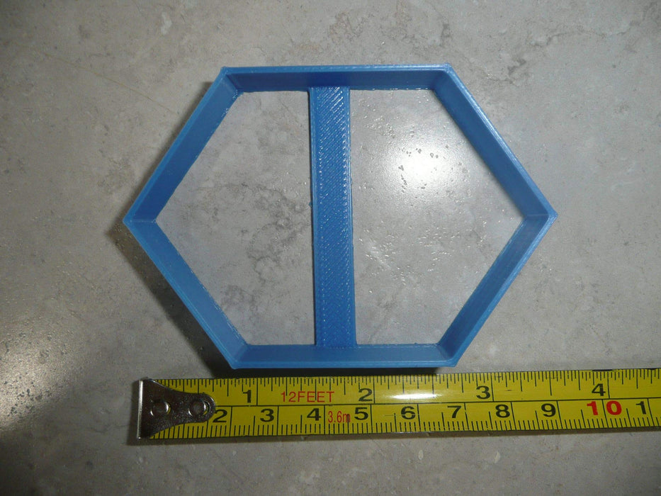 long hexagon outline six sided polygon shape frame cookie cutter made in usa pr3831