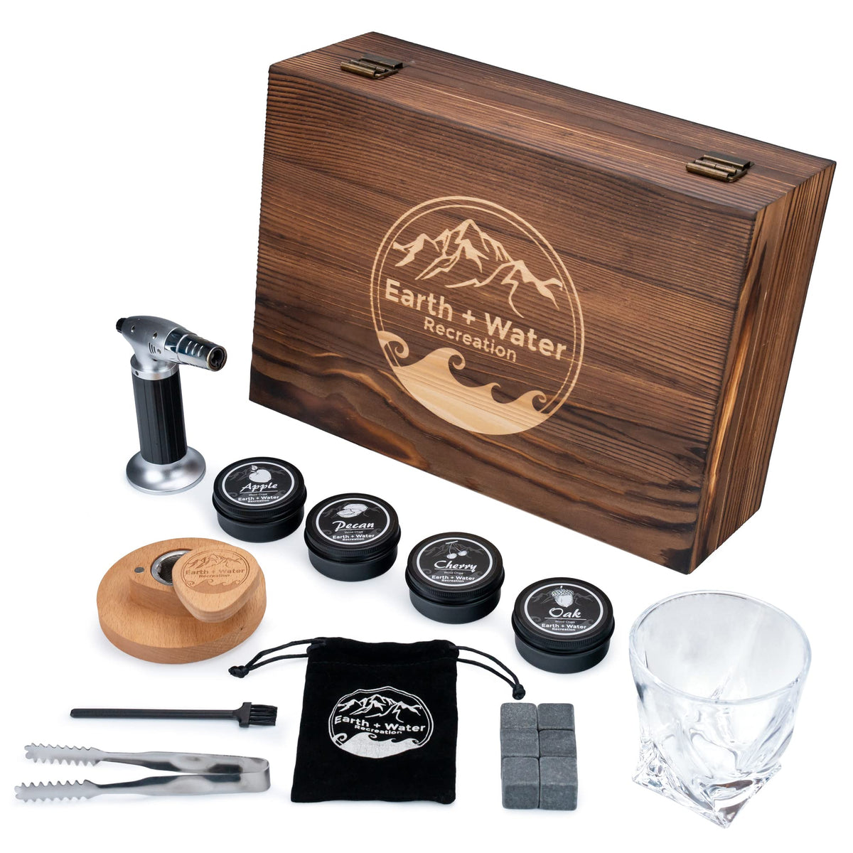 COCKTAIL SMOKER KIT, WOOD WHISKEY SMOKING BOX WITH STAINLESS TRAY