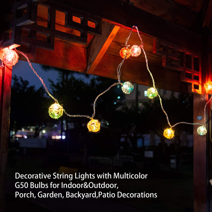 Nautical Fishing Float String Lights, Beach Themed Buoy String Lights Set  of 10 Multicolor String Lights for Indoor Home Decor and Outdoor Patio