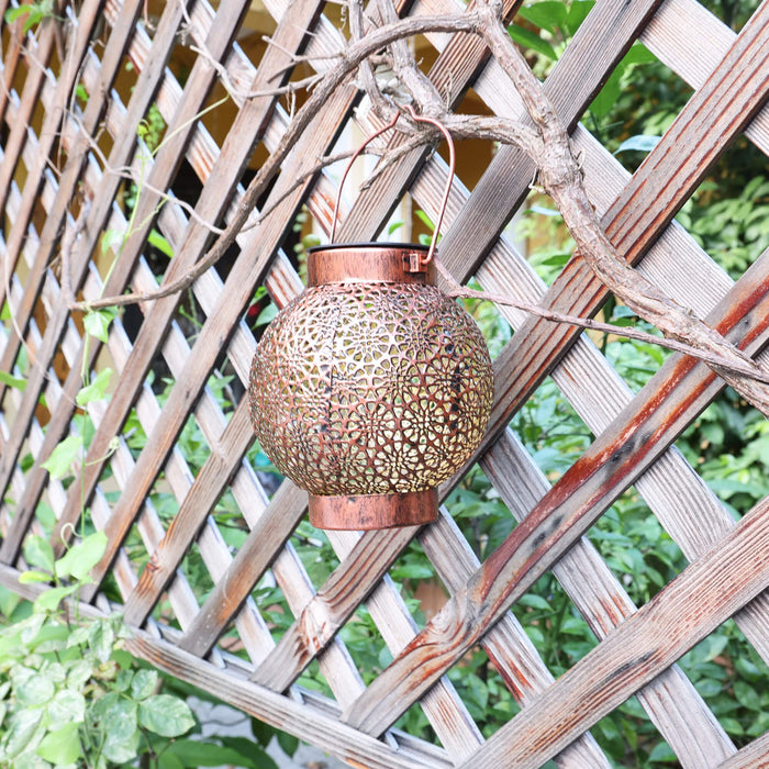 AnnaStore Solar Lantern Outdoor Waterproof Hanging Solar Lights Lamps Metal LED Decorative Lighting for Garden Decor Patio Lawn Table Porch 1 Pack - Bronze