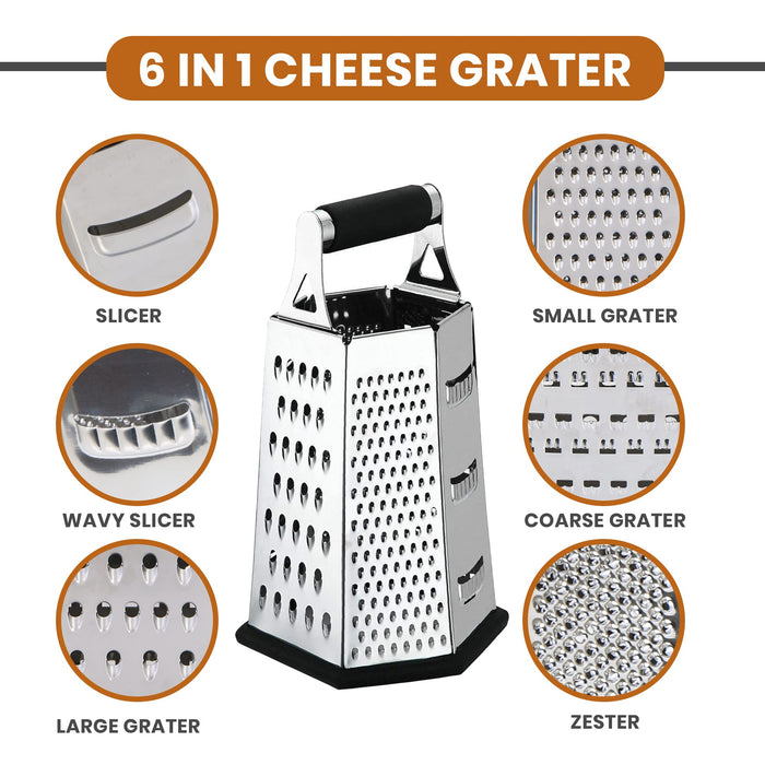Utopia Kitchen - Cheese Grater & Shredder - Stainless Steel - 6