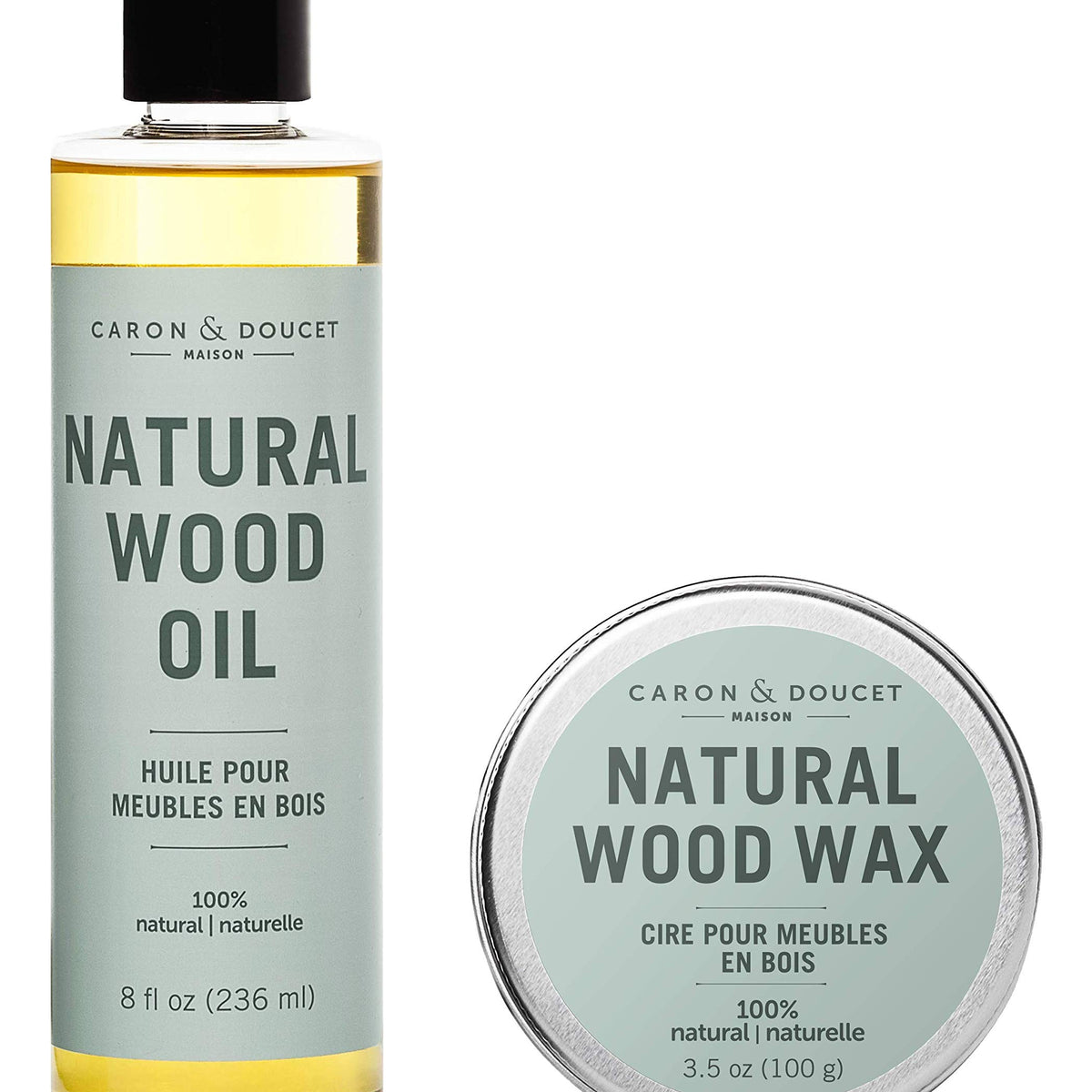 Caron & Doucet - Natural Wood Conditioning Vegan Wax Finish - 100% Plant Based Wood Conditioning and Polishing Wax Finish - Orange Scented - Suitable