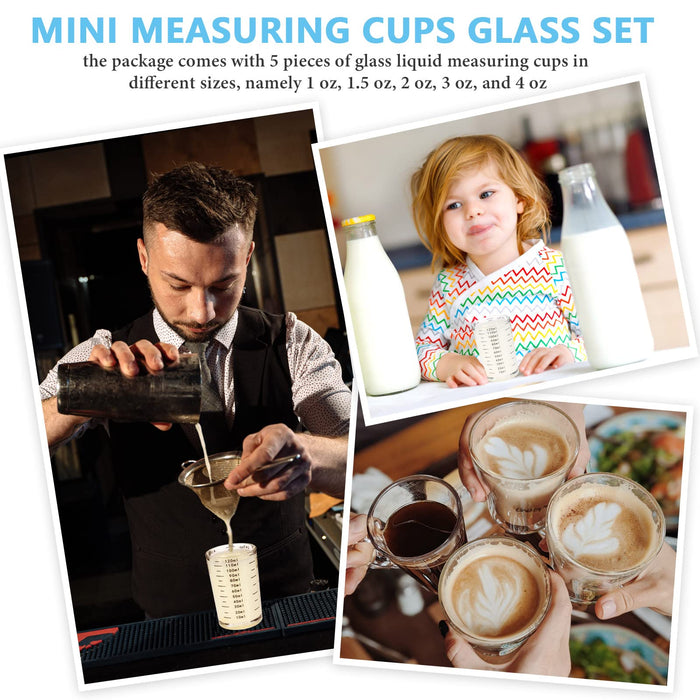 Set of 2 Shot Glass Measuring Cups - Liquid Heavy Glass with